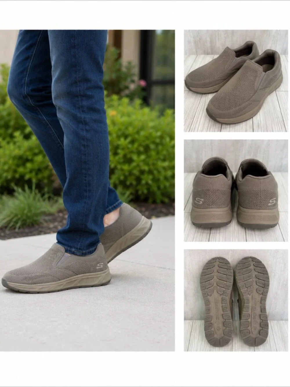 Skechers Relaxed Fit Air-Cooled Memory Foam Slip On Shoes Men's 14 Taupe 204849